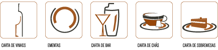Its Taste legenda: Carta de Vinhos, Ementas, Carta de Bar, Carta de Chás, Carta de Sobremesas
